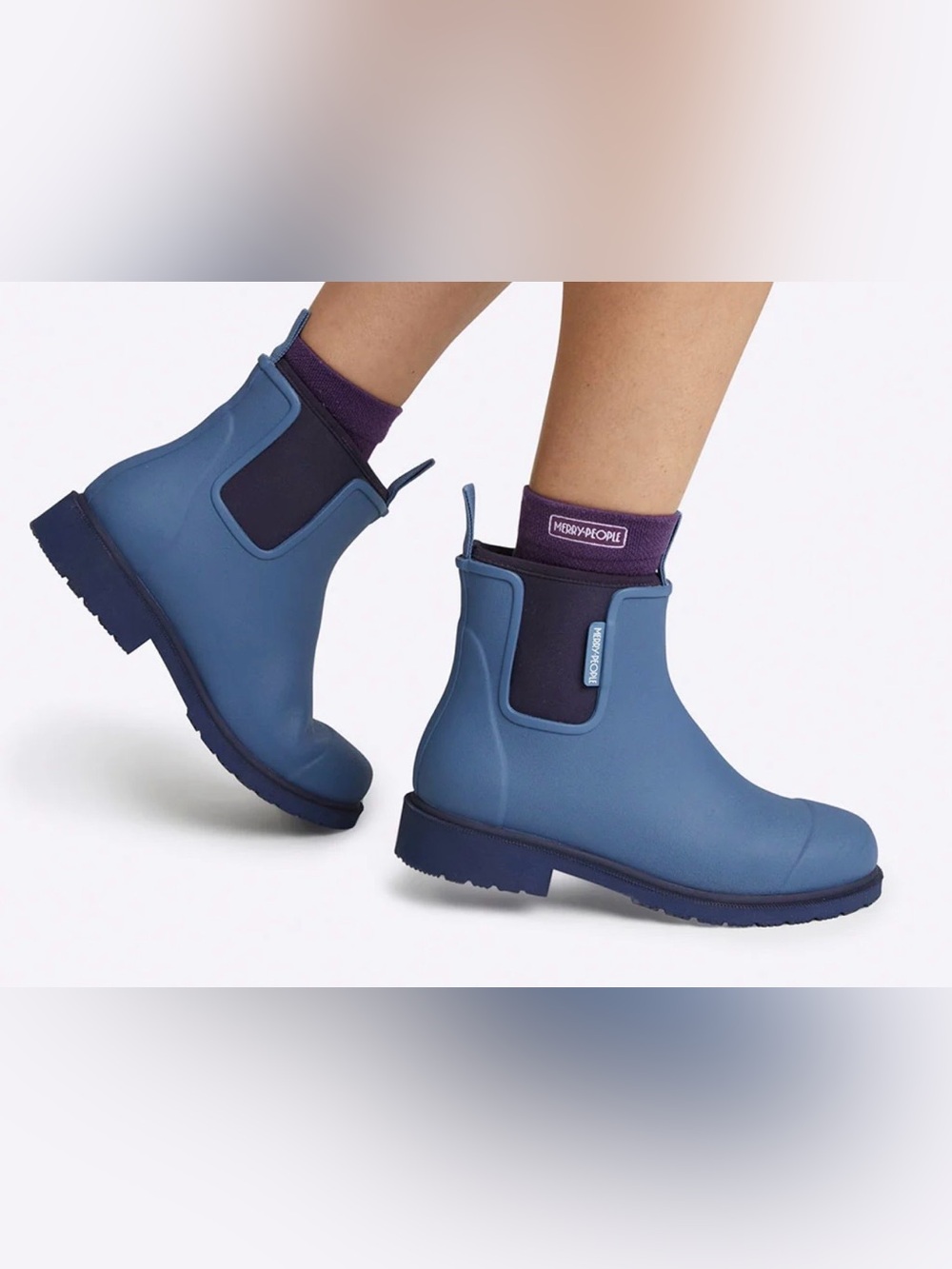 Merry People Women's Denim Blue Chelsea Rain Booties Size 8
